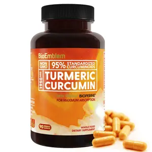 BioEmblem Turmeric Curcumin Supplement with BioPerine and Organic Turmeric 95% Curcuminoids Extract Joint Support Heart Health Non-GMO